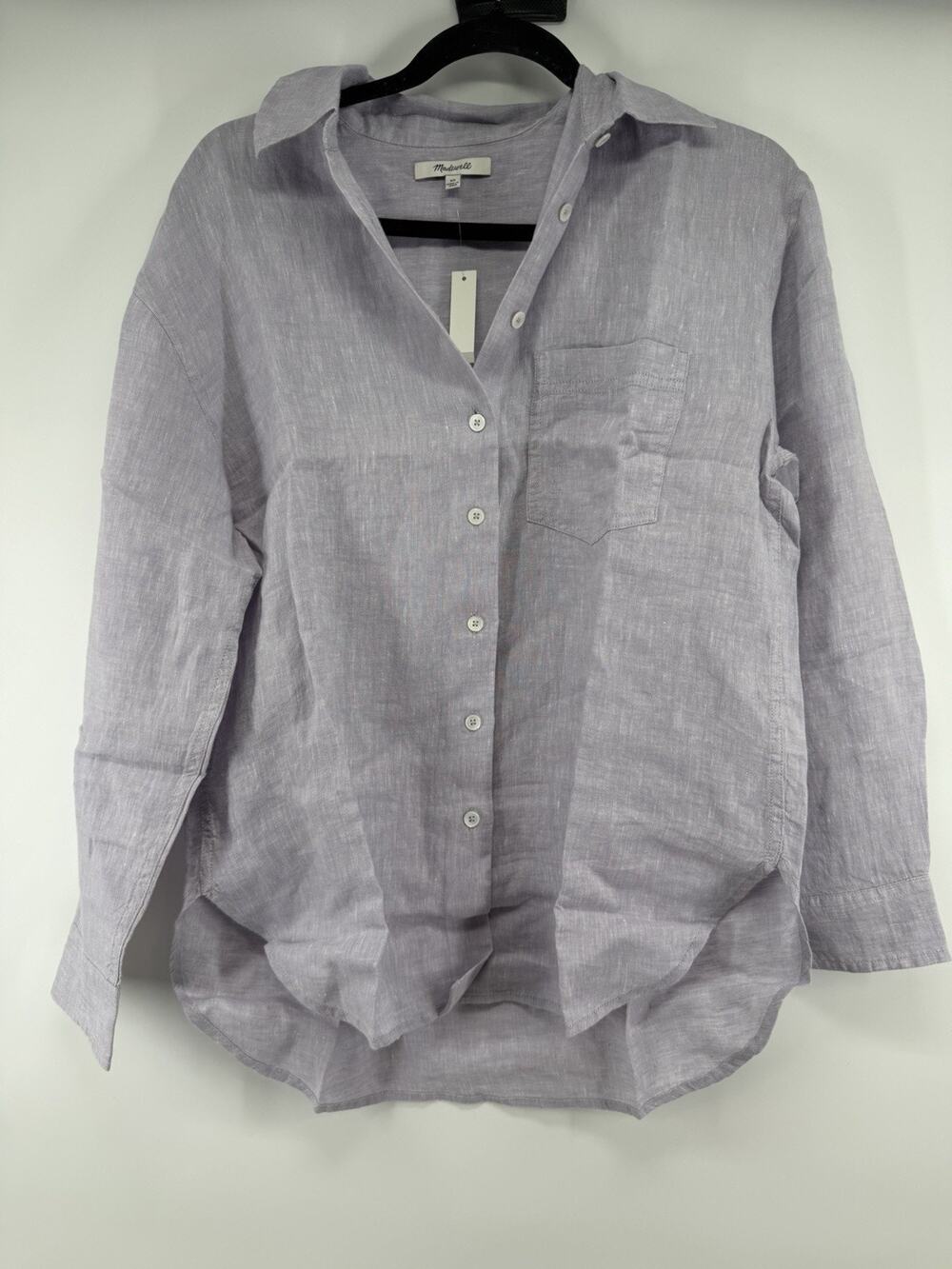 Madewell The Easy Shirt in 100% Linen Lilac Chambray Size XS NWT